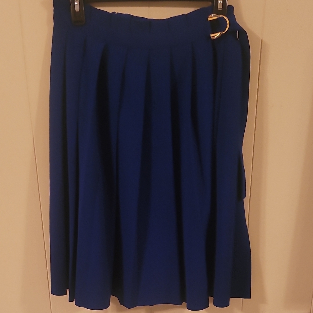 Calvin Klein Blue Pleated A-Line Skirt for Work